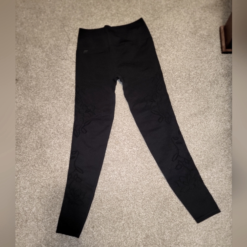 Fabletics Black leggins with flower cut out detailing